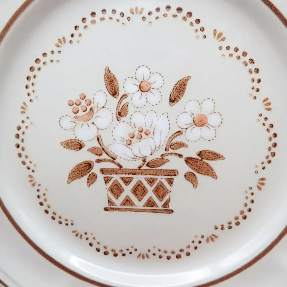 Cumberland Mayblossom Stoneware Japan Dessert Plates Set of 3 Brown Floral 7.75